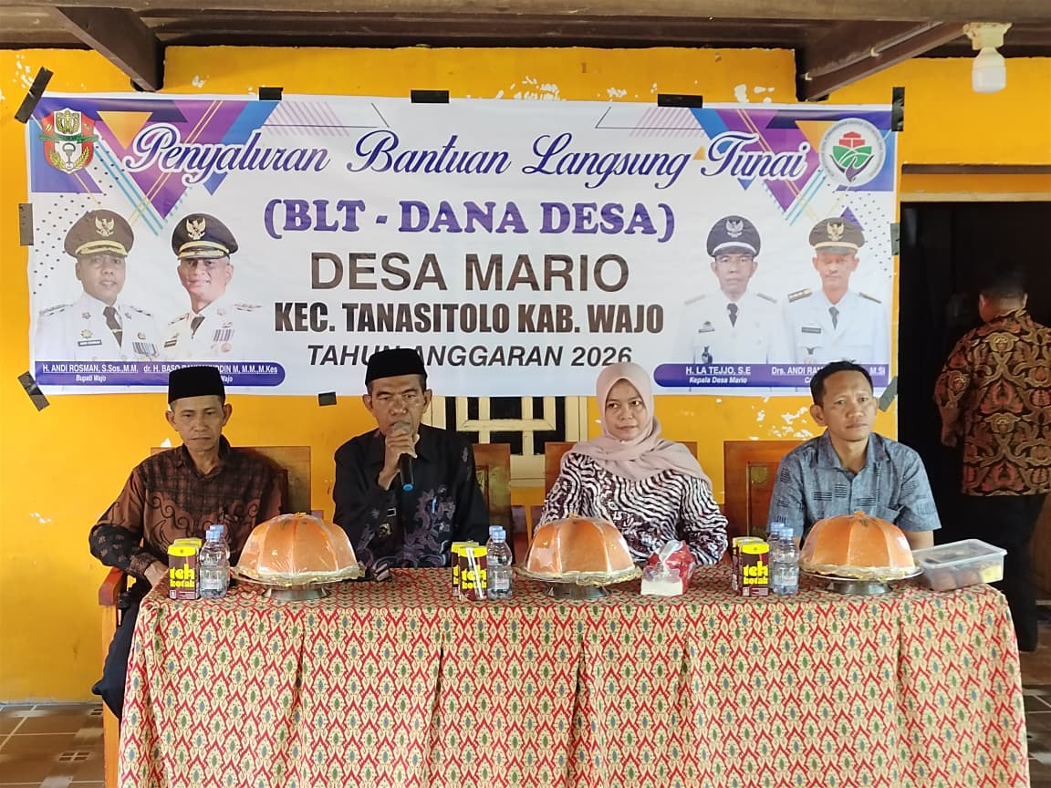 Pemerintah Desa Mario Salurkan BLT Dana Desa Triwulan I Tahun 2026